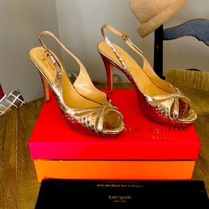 Kate Spade muted gold heeled sandals.